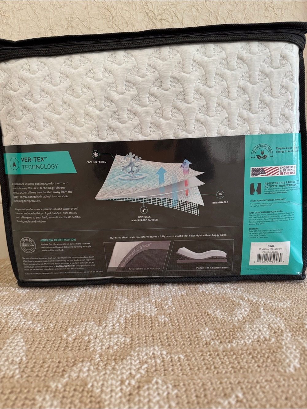 edge White Quilted Mattress Cover with Black Trim